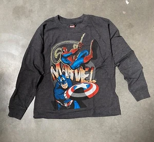 Marvel Avengers T-Shirt size M 7/8 kids Spierman Captain America Long Sleeves - Picture 1 of 1