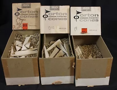 3 Boxes Vtg Edward Orton Standard Pyrometric Cones 19 Lot Set Ceramic Firing - Image 1 of 4