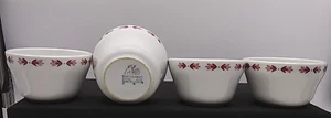 Vintage Set Of 4 Shenango China Dipping Sauce Ice Cream Pudding Bowls Red Leaf - Picture 1 of 12
