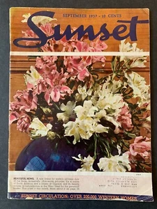 Sunset Magazine September 1937 1930's Lifestyle Travel Recipes Gardening Ads - Picture 1 of 7