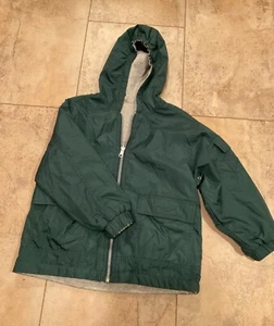 Boys Youth New Legends Reversible Coat Sz M 5/6 Dark Green Gray Zip Front Pocket - Picture 1 of 9