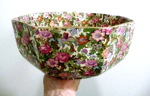 CROWN DUCAL CHINTZ FLORAL ROSES WITH PEACOCKS & BIRDS OCTAGON BOWL - Picture 1 of 10