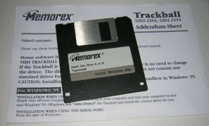 Vintage Memorex Adjustable Trackball Driver Install Diskette DOS Windows 3.1 95 - Picture 1 of 1