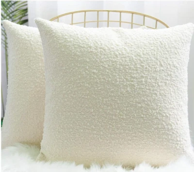 LiilisPoetic Home 2-Pack Beige Houndstooth Throw Pillow Covers 18x18 Soft Square - Image 1 of 4