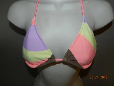 Sexy conjunto de bikini de cuerda traje de baño Venus A M rayas coral/rosa amarillo lavanda bro Foto 1 de 4