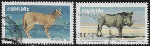 South West Africa #556-7 Used Set - Wild Animals (a) Cover