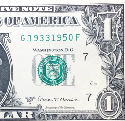 1933 - 1950 Tombstone Dual Year Note One Dollar Bill Fancy Serial Number - Image 1 of 4