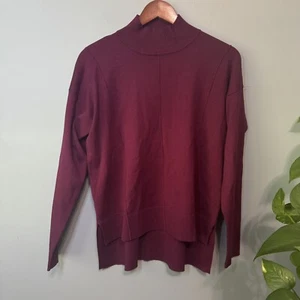 Cable & Gauge Long Sleeve Mock Neck Sweater in Cabernetred Purple. NWT. Medium - Picture 1 of 9