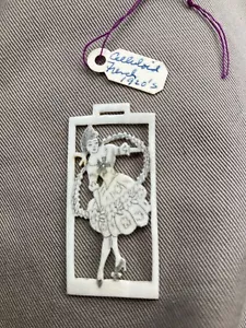 1920's French Art Celluloid Art Deco Illustrated Flapper Dancer Pendant 2” EXC - Picture 1 of 2