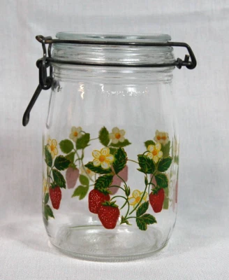 Tarro de vidrio vintage ARC fresa 1L Francia Level de Remplissage Foto 1 de 4