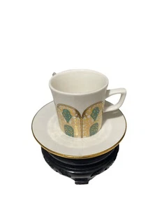 VINTAGE DECORIUM TIRYAKI ESPRESSO CUP GREEN AND GOLD - Picture 1 of 7