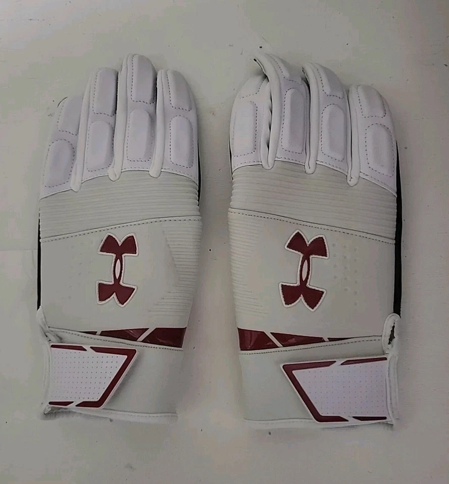 Under Armour Combat Lineman Football Gloves Men's White/Red 3XL New