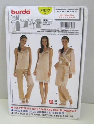 Lencería fácil Burda 6687: top, camisón, bata y pantalones Misses' 10-24 patrón UC Foto 1 de 2