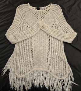 Suéter Pullover Boho De Colección New Directions Para Mujer Suelto Tejido Flecos Parte Inferior Talla M - Imagen 1 de 11