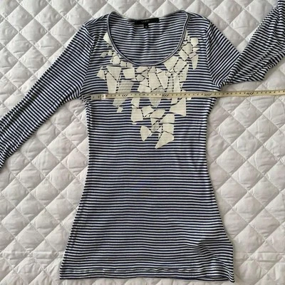 GUCCI Camiseta Manga 3/4 M Elástica Mujer Hecha en Italia Corte y Cosida Rayas JP Foto 1 de 4