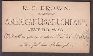 1878 Anzeige Postkarte American Cigar Company Westfield Massachusetts - Bild 1 von 2
