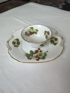 Hemmersly Strawberry Ripe Bone China Serving Plate With Bowl - Picture 1 of 7
