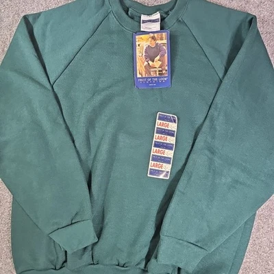 New Vintage Fruit Of The Loom Blank Green Crewneck Size Large NWT - Image 1 of 4