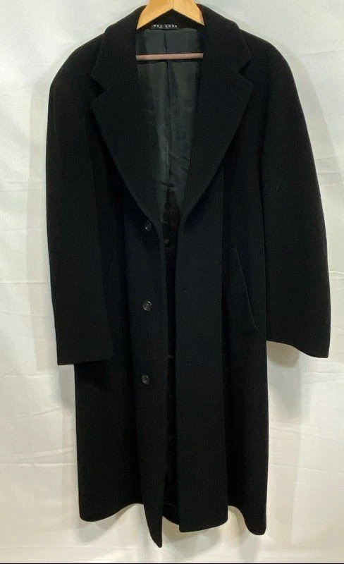 Hugo Boss Men's Black Wool Blend Long Dress Top Coat Overcoat Size 42R - Image 1 of 4