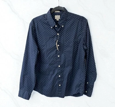 NWT J Crew Shirt Mens Size M Blue Polka Dot Slim Untucked Stretch Cotton button - Image 1 of 4