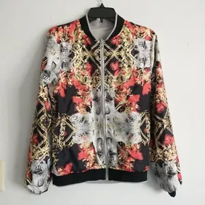 Emporio Milano Bomber Jacket Men M/S* Multicolor Reversible Graphic Animal Italy - Picture 1 of 10