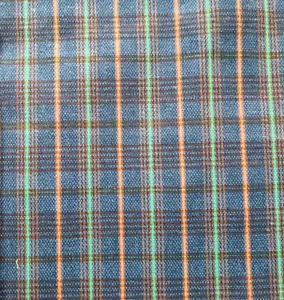 Tessuto da cucire cotone vintage anni 70 pesante blu plaid twill tappezzeria 45"x55" - Foto 1 di 6