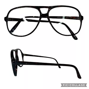 Modern Vintage Hunter Amber Vtg Mens Aviator Crossbar Plastic Eyeglasses Frames - Picture 1 of 11