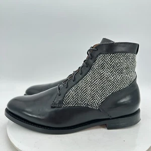 Allen Edmonds Shaker Heights Men Size 9D Black Grey Leather Tweed Ankle Boot - Picture 1 of 11
