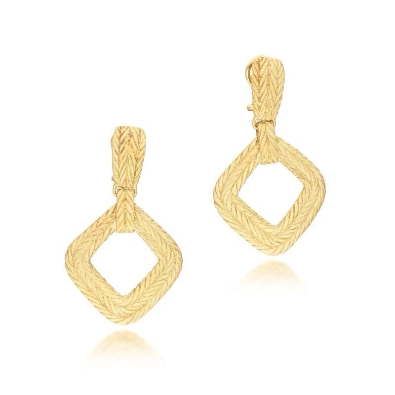 Gianmaria Buccellati 18K Yellow Gold Rope Pattern Square Shape Earrings 26.58g - Image 1 of 1
