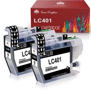Cartucho de tinta negro 2PK LC401 compatible para Brother MFC-J1010DW MFC-J1012DW - Imagen 1 de 6