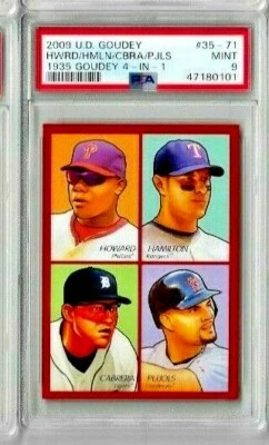 2009 Upper Deck Goudey Howard/Hamilton/Miguel Cabrera/Pujols PSA 9 4 en 1 Foto 1 de 2