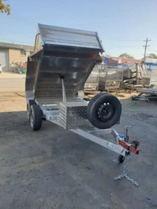 8x5Tandem ALUMINUM Tipper Trailer BRAND NEW RIMS & TYRES FREE JOCKEY WHEEL - Picture 1 of 1