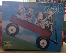 VTG Golden 550 Piece Jigsaw Puzzle Dalmatian Pups in a Red Wagon 18" x 15.5" 