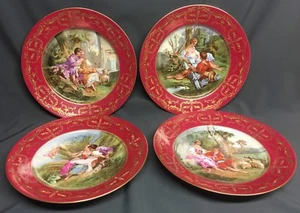 Antique Set of 4 Hand Decorated J.Blancher Touze.& Co 9 1/2" Cabinet Plates - Picture 1 of 12