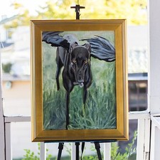  Original Oil Painting of a Greyhound "Amor Vincit Omnia", 18x24 Dog Portrait