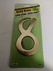 4" Solid Brass House Number 8 Hy-Ko Br-40/8 with hardware - Free Shipping 