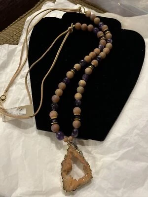 Collar Amatista Drusy Naranja Cielo Morning Nuevo con Etiquetas Foto 1 de 4