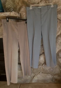 Vtg men's PANTS Golf Flare Leg Polyester Disco Leisure Suit brown blue 38-33 - Picture 1 of 12