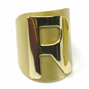 Anillo AQUAFORTE de Plata 925 Con Inicial R Letra R Dorado Hecho en Italia - Picture 1 of 9