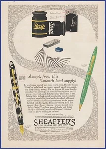 Pluma estilográfica vintage 1930 SHEAFFER'S lápiz tinta sobre scriptor anuncio impreso años 30 - Imagen 1 de 1