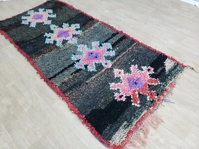 Alter Marokkanischer Handgeknüpfter Vintage Teppich Boucherouite Grau Läufer ... - Bild 1 von 4