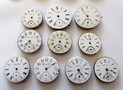 Lote de 10 movimientos antiguos de reloj de bolsillo para mujer para piezas - reparación Foto 1 de 2