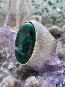 Large Unisex Style 925 Sterling Silver Green & Blue Turquoise Stone Ring L1/2 - Picture 1 of 15