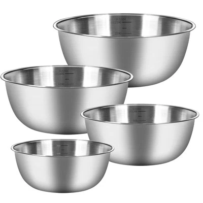Chuner Set di 4 Ciotole Acciaio Inox Cucina con 4 Dimensioni (0,7 l/ 1,2 l/ 1,8  - Immagine 1 di 4