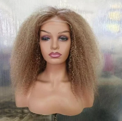 Pelucas para mujer rubia afro rizada 100 % cabello humano 13x4 encaje delantero Foto 1 de 4
