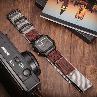 18 毫米军用尼龙表带快速发布适用于卡西欧 AE-1200 F-91W A168W — 第 1/4 张图片