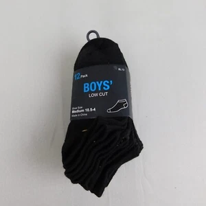 12 Pair Boys Low Cut Socks - Size 10.5-4, Black #4969 - Picture 1 of 5