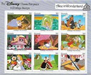 Alice im Wunderland klassische Märchen Walt Disney Grenada neuwertig postfrisch Blatt 1987 - Bild 1 von 1