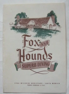 Vintage 1960's  FOX AND HOUNDS SANTA MONICA CALIFORNIA MENU POSTCARD - Picture 1 of 6