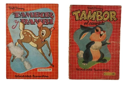 Vintage 1950s Bambi Lot of 2 Disney Mini Children's Books Argentina in Spanish  - Image 1 of 4